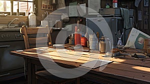 tower computer on kitchen table