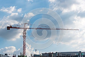 Tower crain construction building in blue sky