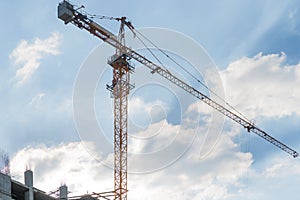 Tower crain construction building in blue sky