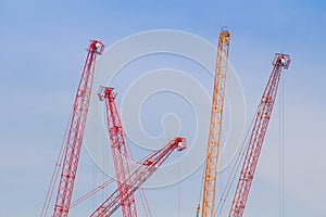 Tower crain construction building in blue sky