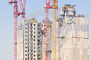Tower crain construction building in blue sky