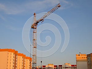 Tower Crane on Blue Sky - Construction Site