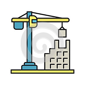 Tower crane color icon