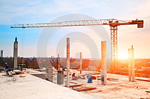 Tower crane at construction site