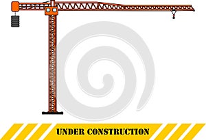 Tower crane. Heavy construction machines. Vector illustration