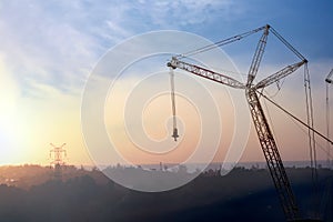 The tower crane hoisting, mobile crane lifting, and jib boom of the crane element are all mentioned are the concept of the