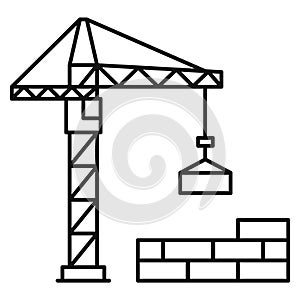 Tower crane icon. Build machine. Vector illustration