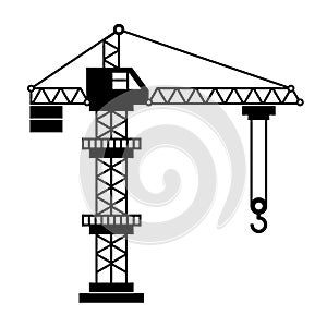 Tower Crane Icon in White Background. Vector