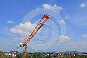 Tower crane industry, Construction buildings in site on sky background