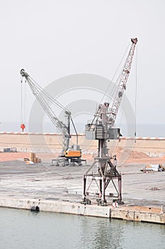Tower crane in the port of Agadir, Morocco
