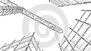 Tower crane in the process of building construction.