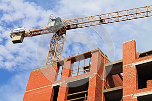 The tower crane works at building