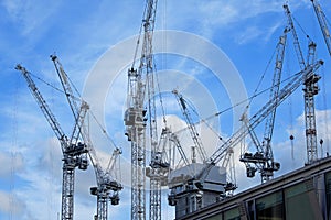Tower cranes on a large building site