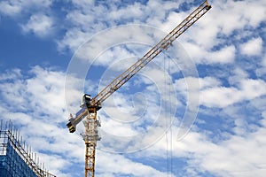 Tower cranes working on a construction site