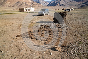 Tower created from yaks, cows and horses excrements