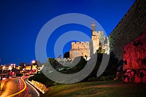 The Tower of David - Old city walls at dawn, Jerusalem