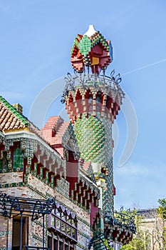 Tower detail Gaudi Caprico in Comillas