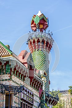 Tower detail Gaudi Caprico in Comillas photo