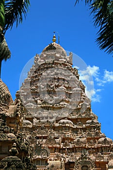 Tower doom in the Brihadisvara Temple in Gangaikonda Cholapuram, india.