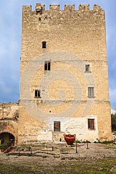 The tower of Episcopio Castle in Grottaglie, Italy