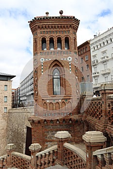Tower of the Escalinata del Ovalo in Teruel, Spain photo