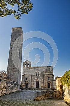 The tower and facade of the Church of Santa Maria in Castello