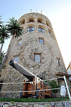 Tower in the famous Puerto Banus in Marbella, Costa del Sol, Spain