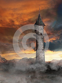 Tower in fantasy world