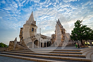 Tower of Fisherman`s Bastion in Budapest city, Hungary