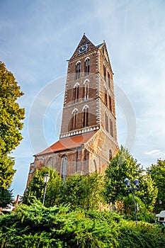 The tower of the former St. Mary\'s Church in Wismar, Mecklenburg-Vorpommern, Germany.