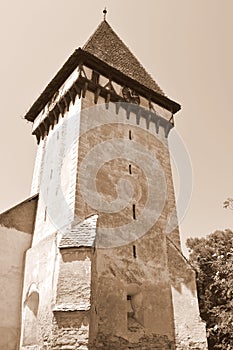 Tower of the fortified medieval saxon evangelic church in Veseud, Zied, is a village in the commune ChirpÄƒr from Sibiu County