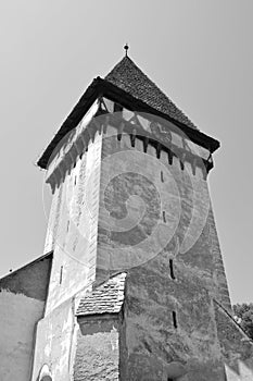 Tower of the fortified medieval saxon evangelic church in Veseud, Zied, is a village in the commune ChirpÄƒr from Sibiu County