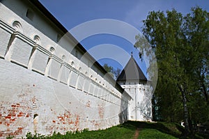 Tower and fortress wall Savvino Storozhevsky monastery. Russia