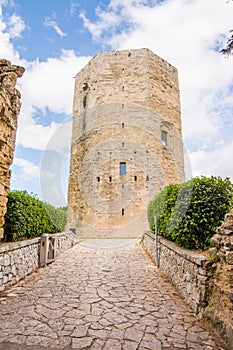 the tower of Frederick II in the centre of the historic city of Enna, Sicily