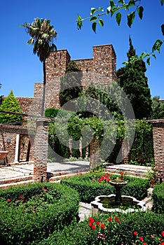 Tower and garden, Alcazaba de Malaga, Spain. photo