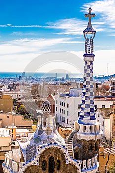 Tower Of Gate House - Park Guell, Barcelona, Spain