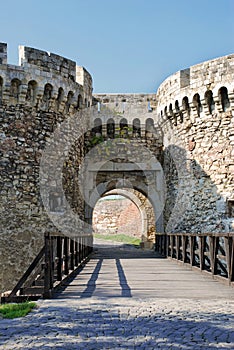 Tower gate of stone fortress in Belgrade