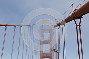 Tower of the Golden Gate Bridge in the fog, San Francisco