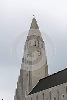 Tower of Hallgrimskirkja Cathedral church of Iceland