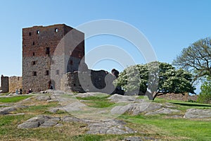 The tower of Hammershus Castle