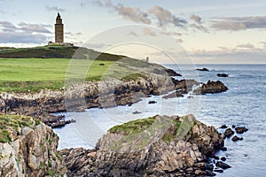 Tower of Hercules in A Coruna, Galicia, Spain.