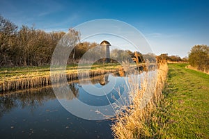 The Tower hide on the banks of Burwell Lode