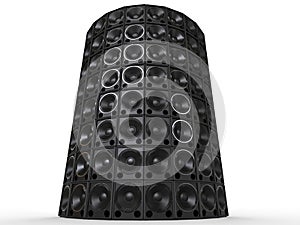 Tower of hifi woofer speakers