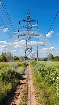 tower of High-tension line in the field