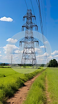 tower of High-tension line in the field