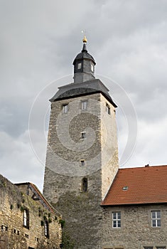 Tower of the historic moated castle in Egeln