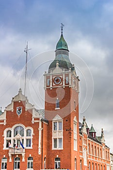 Tower of the historic Powiat house in Slupsk