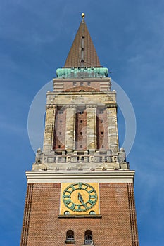 Tower of the historic town hall in Kiel
