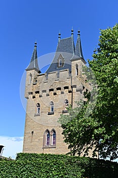 Tower at Hohenzollern castle in the sun