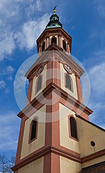 Tower of Holy Cross church (circa XVII c.). Offenburg, Germany